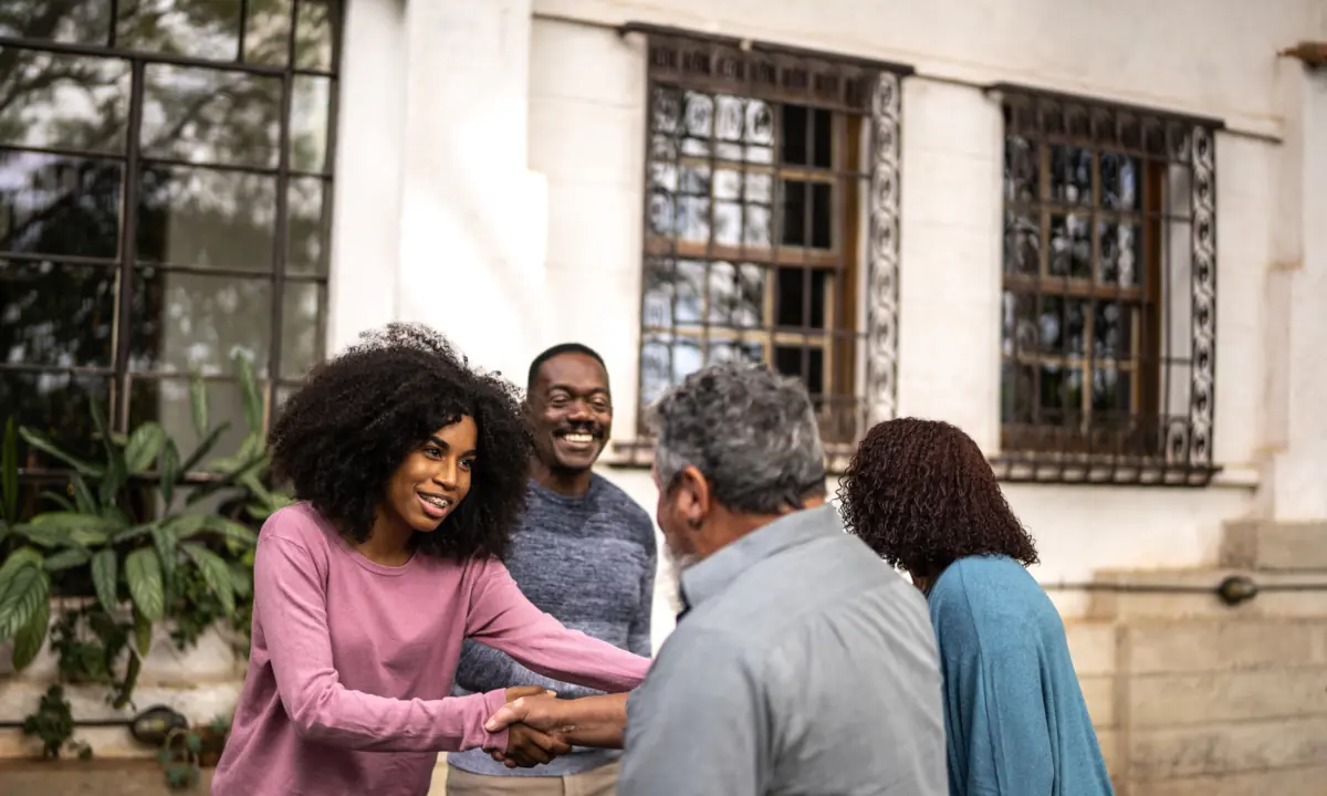 Neighbors greeting one another